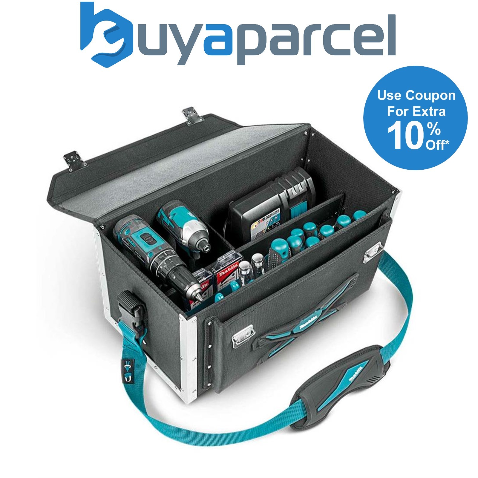 Makita E-05424 Lockable Tool Case Tool Bag Blue Riveted Toolbag Strap System