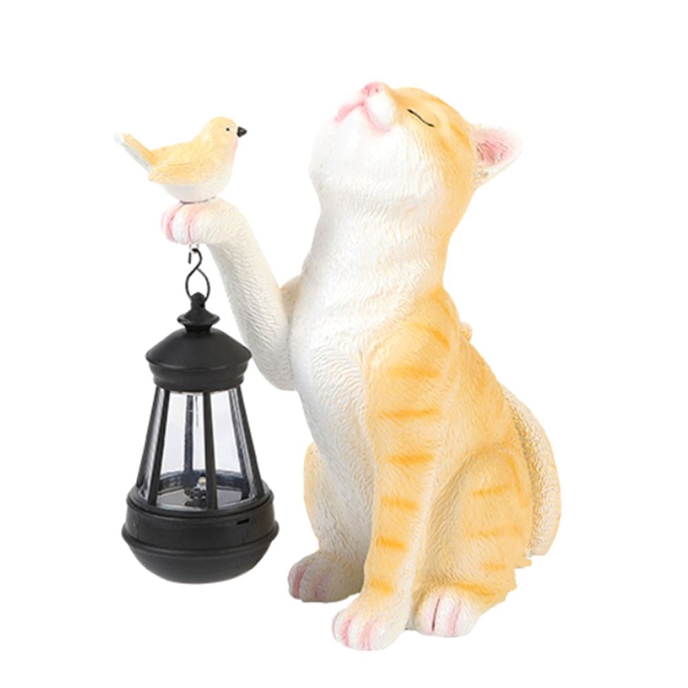 Resin Cats Outdoor Garden Yard Balcony Ornament Lights E7N41338