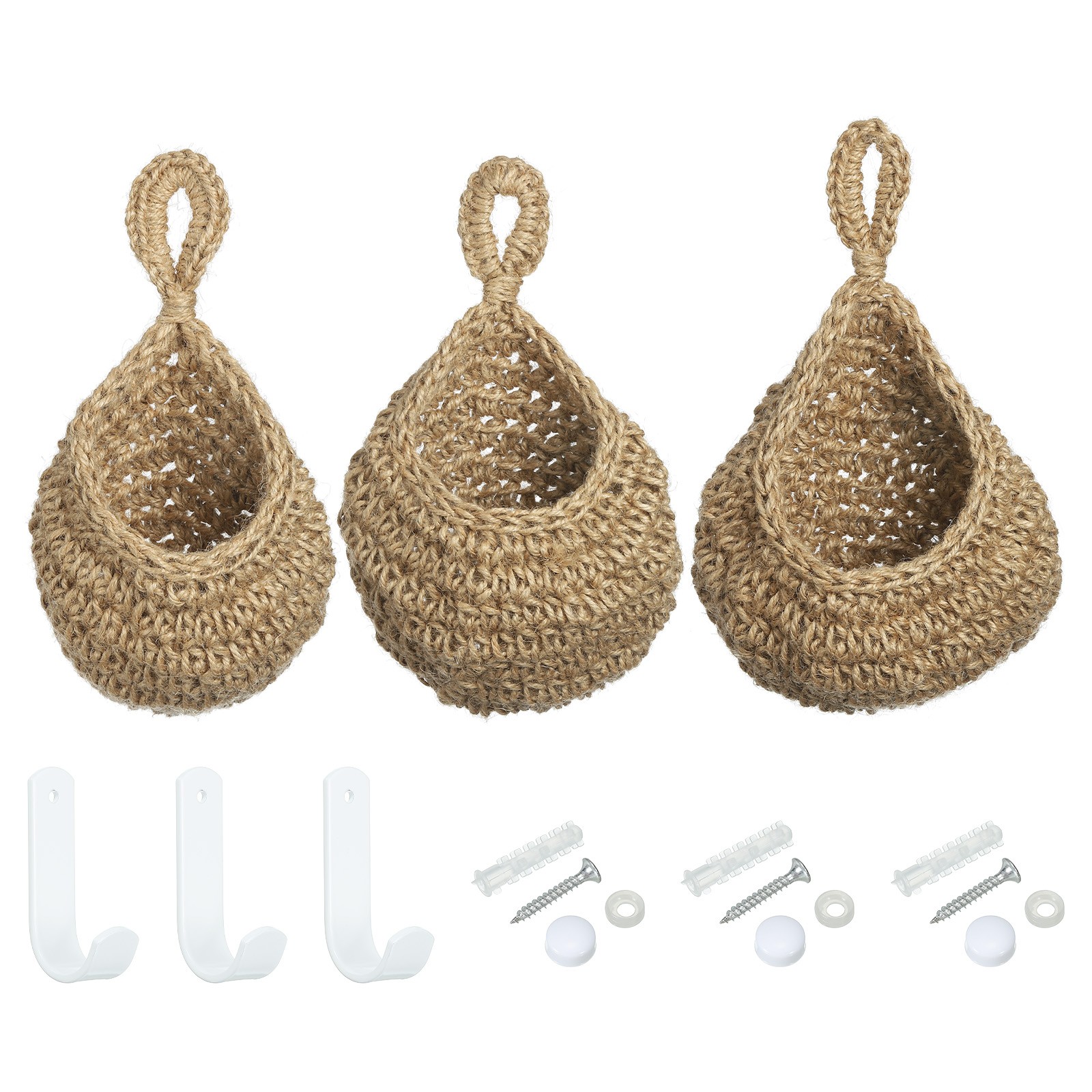 Hanging Fruit Baskets for Kitchen, 3 Sizes Hanging Basket, Brown