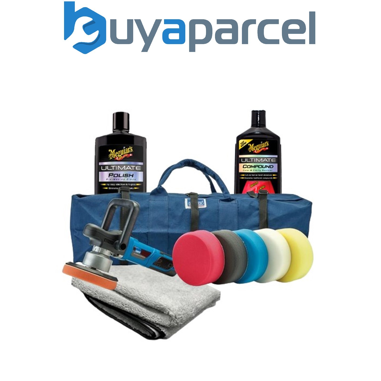 Draper DA Car Polisher 150mm Detailing Buffer 5 Sponge Kit + Meguiars Pack