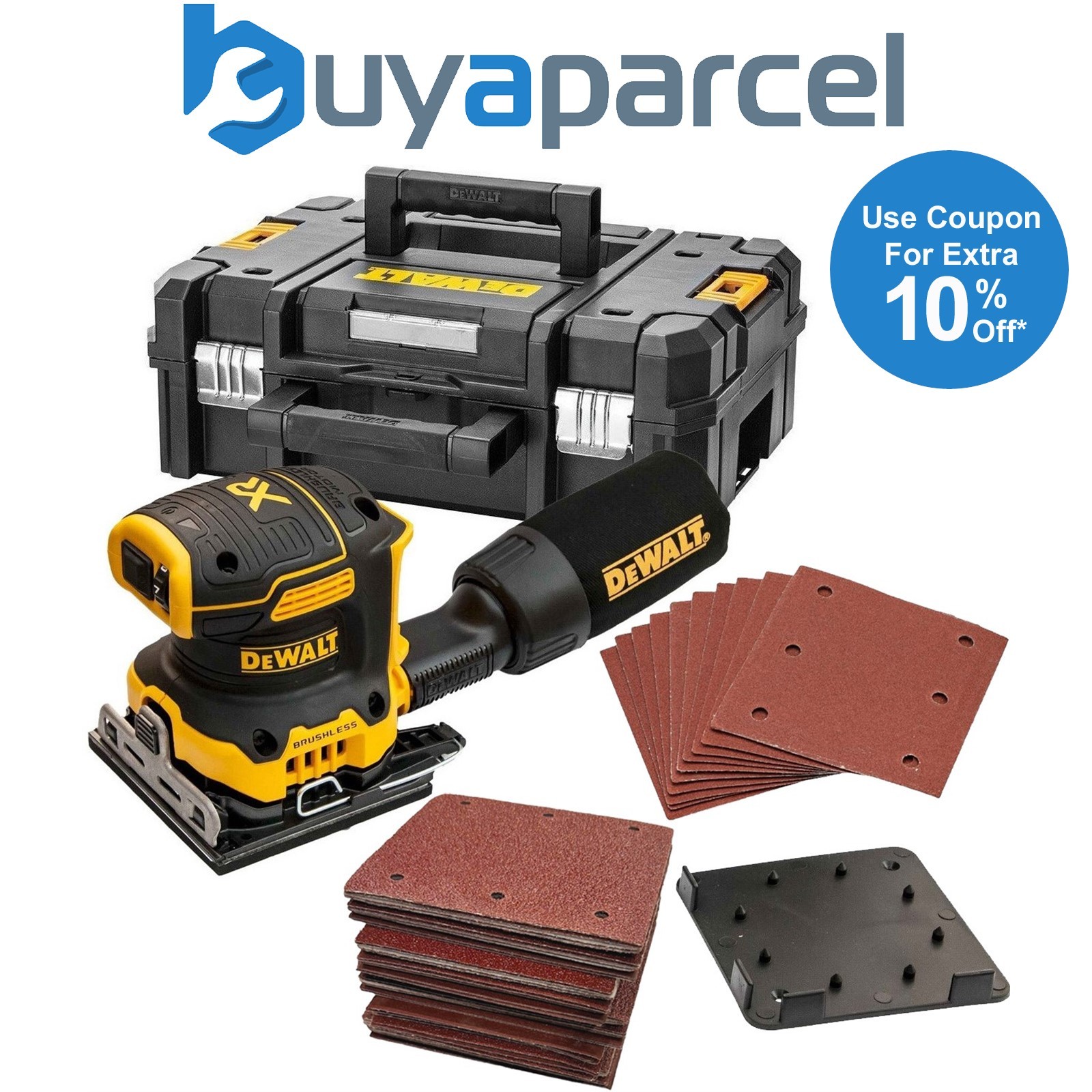 Dewalt DCW200N Cordless Brushless 18v XR 1/4 Sheet Palm Sander Tstak + 50 Sheets