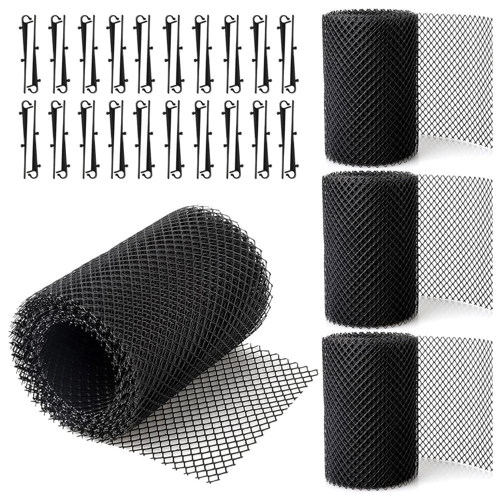 4Pack Gutter Guard Mesh Rolls, 20 Feet Gutter Leaf Guards with 40 Clip8177