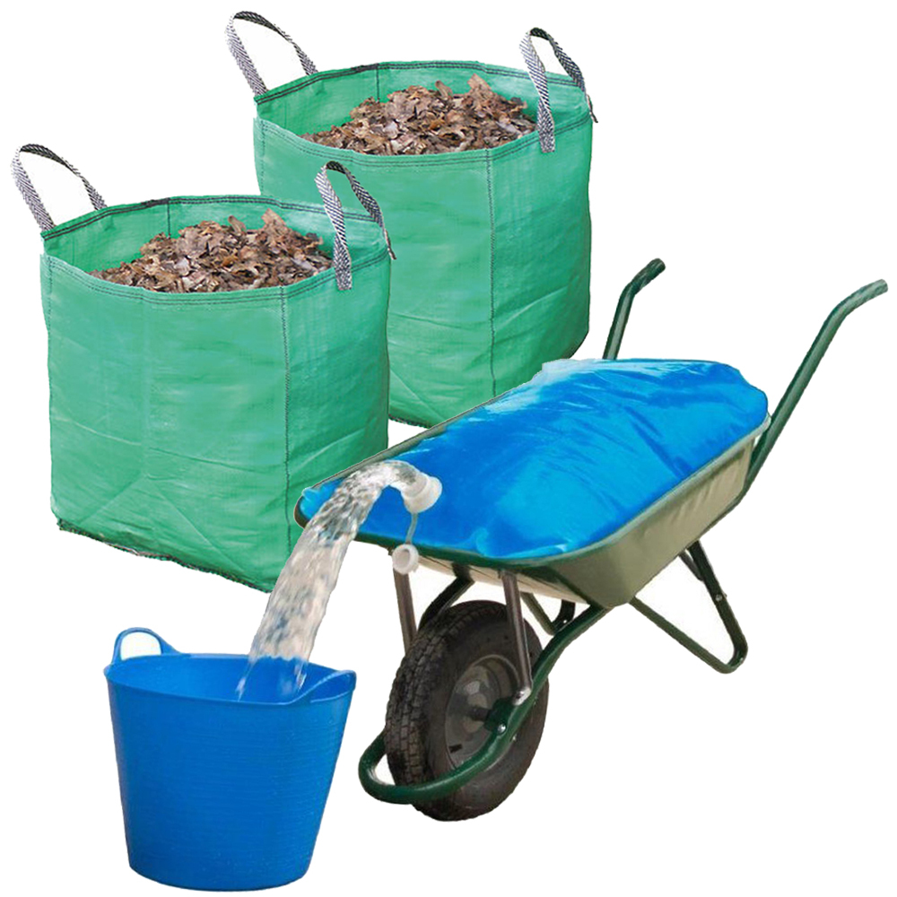 Equestrian Farm Wheelbarrow Water Container 50L Pourer & 120L Extra Strong Bags