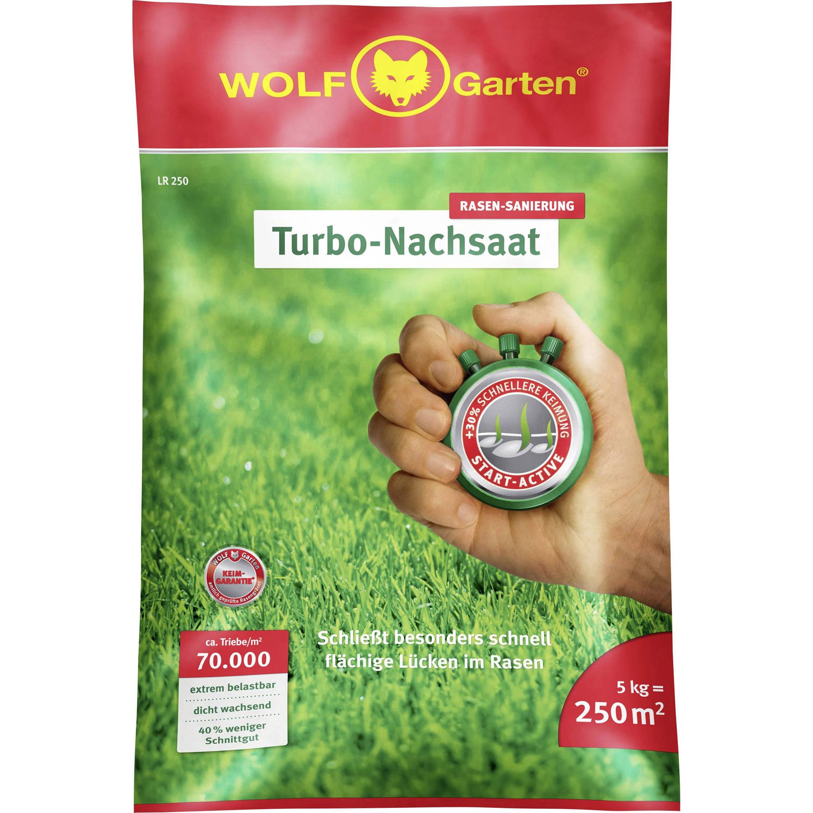 WOLF-Garten Turbo Lawn Seed Ideal for 250 sqm Quick Germinating
