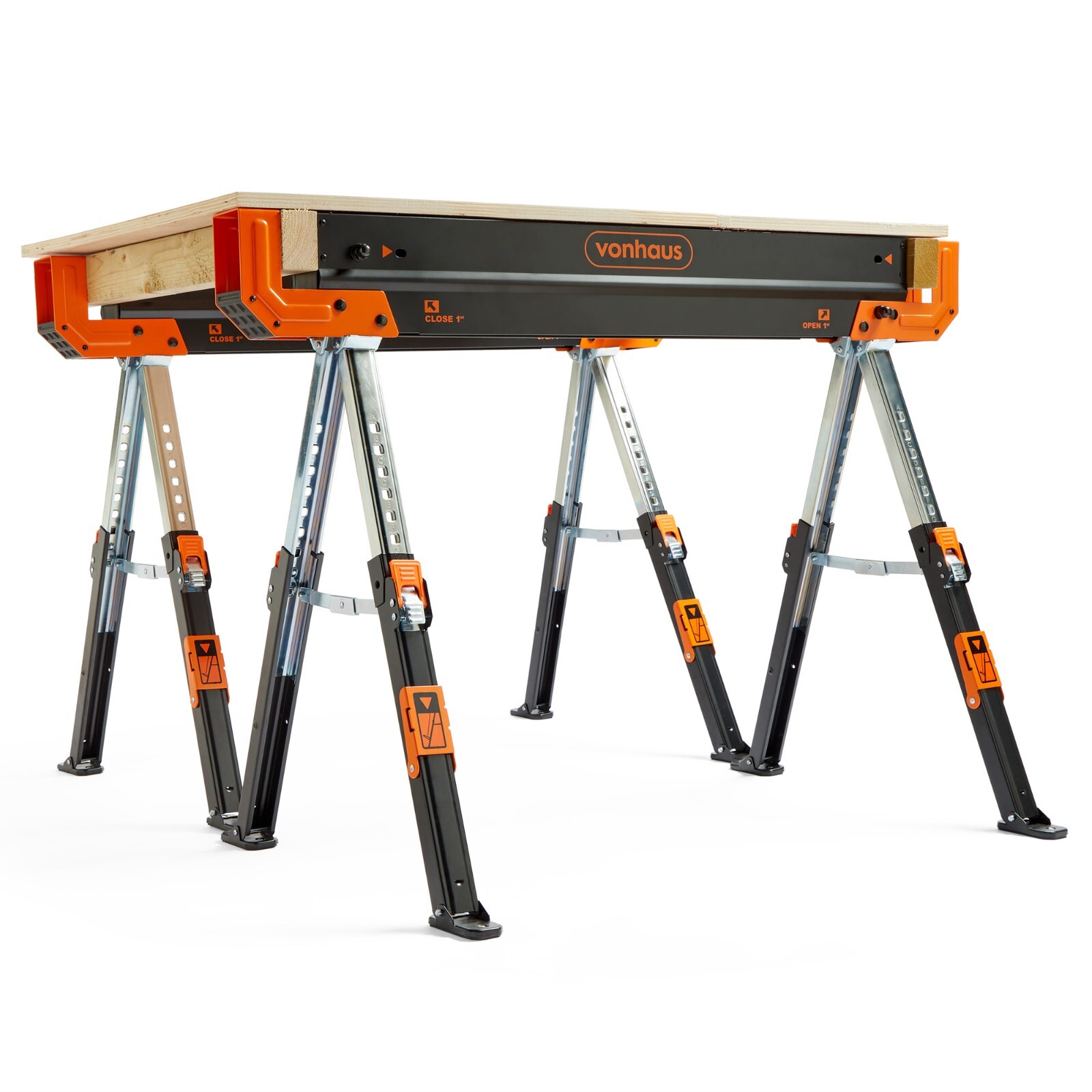 VonHaus Saw Horse Twin Pack - Folding Saw Horse, Supports up to 1178kg