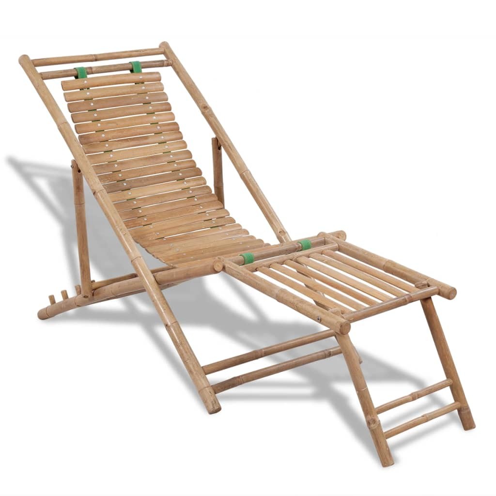 Bamboo Deck Chair with Footrest Furniture Patio Garden Beach Yard Outdoor vidaXL