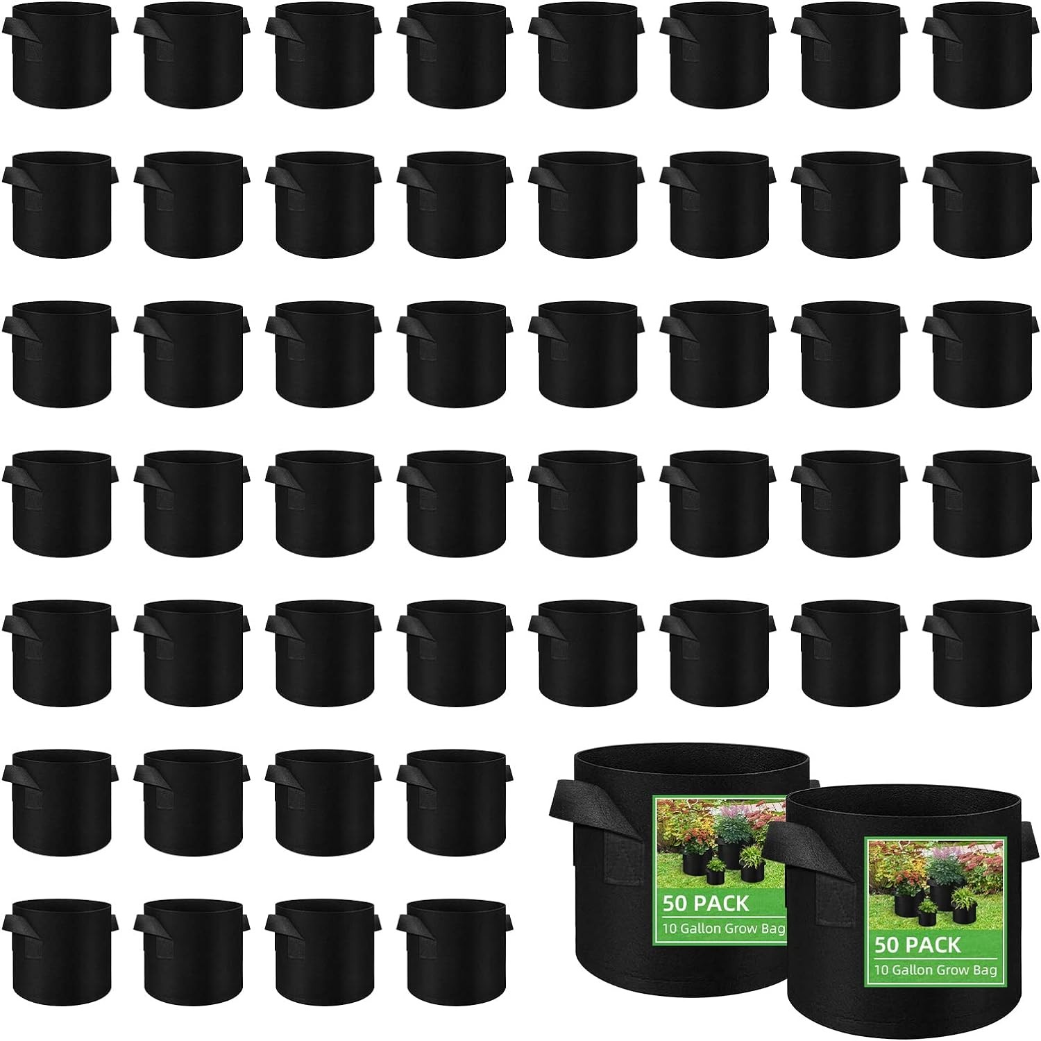 50 Pack Vegetable Grow Bags, Gardening Plant Growing Bags Breathable Non-woven