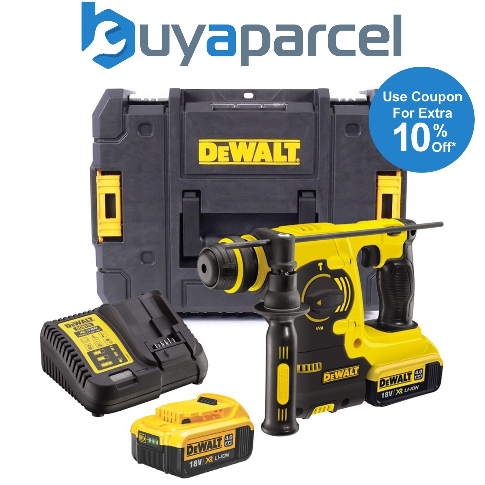 Dewalt DCH253M2 18v 3kg SDS+ Rotary Hammer Drill, 2 x 4.0ah Batt Charger + TSTAK