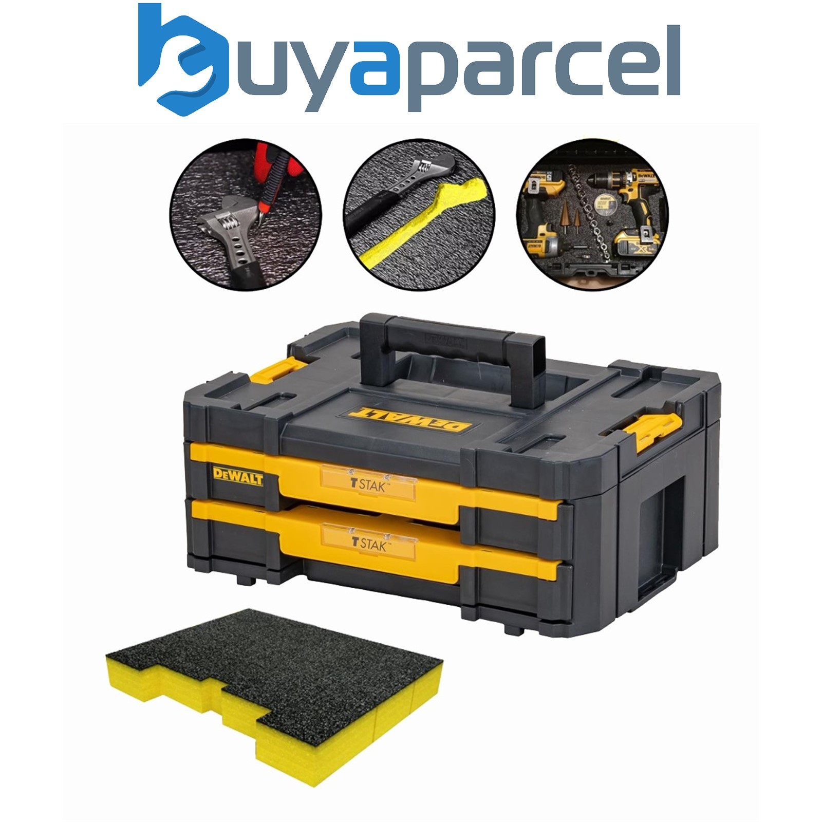 Dewalt DWST1-70706 TStak IV Tool Storage 2 Shallow Draws + 2x 30mm Shadowfoam