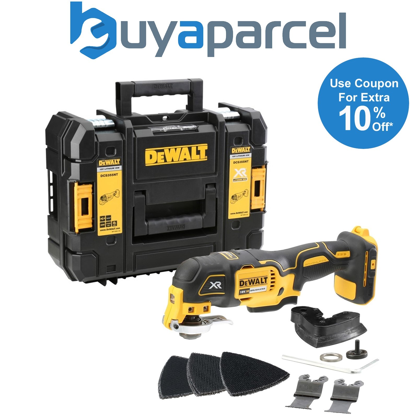 Dewalt DCS355NT 18v XR Brushless Oscillating Multi Tool +12 Accessories + Tstak