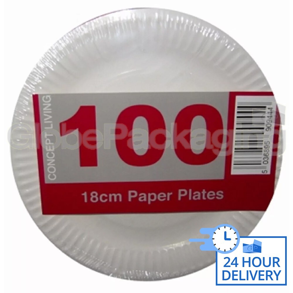 1000 x Quality Value White Disposable Paper Plates 18cm