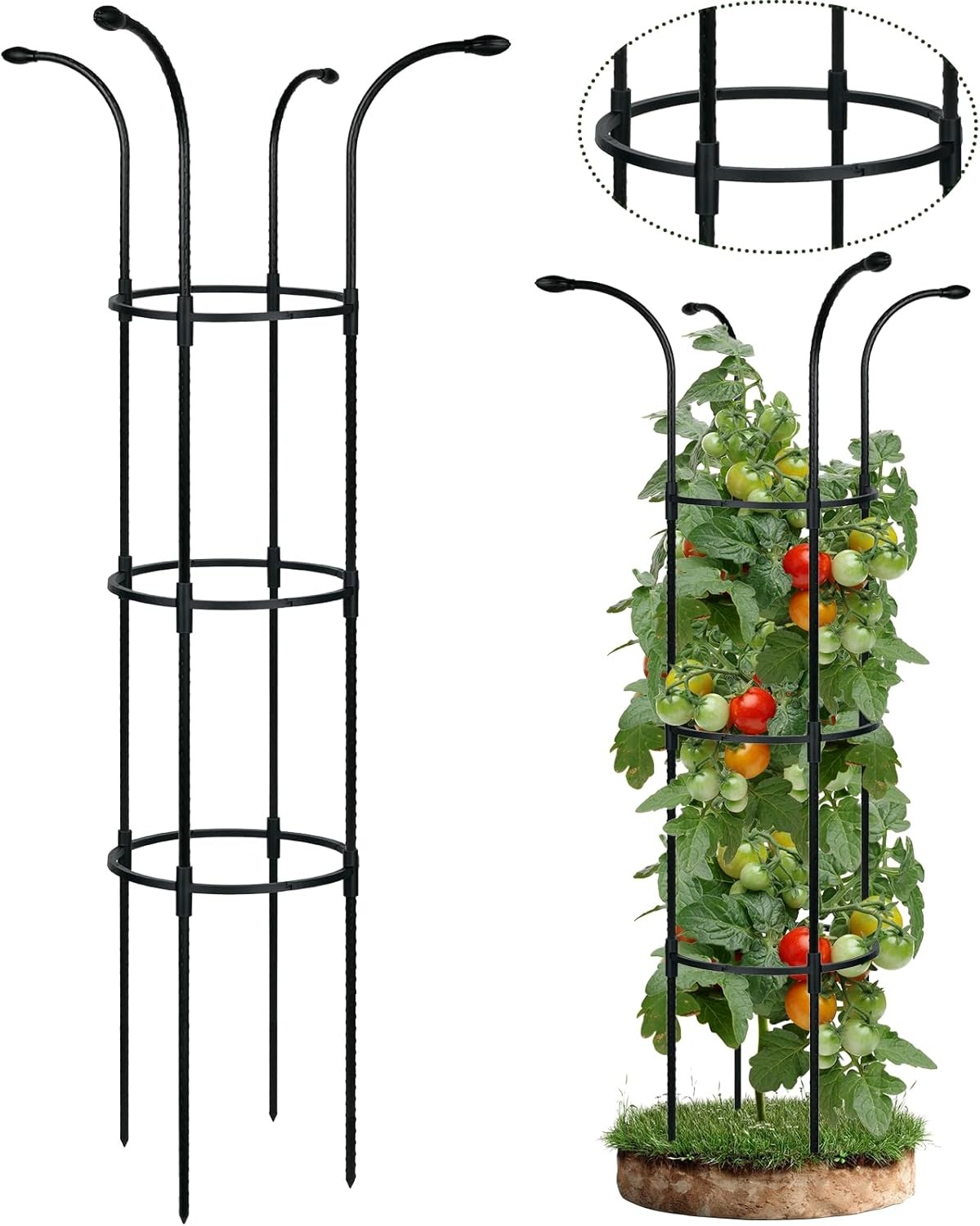 Plant Support Stakes 130cm, Tall Tomato Cage Plant Support for Outdoor Plants C