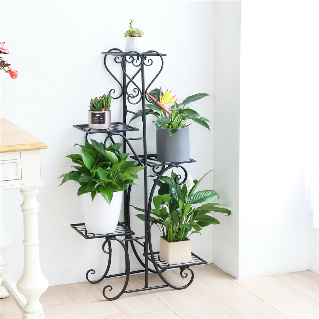 5Tier Metal Iron Plant Flower Pot Stand Herb Rack Shelf Indoor Gardern Rustproof
