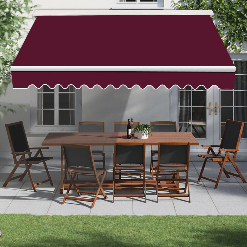 Retractable Garden Patio Awning Half Cassette Electric Canopy 3.5x2.5M Wine Red