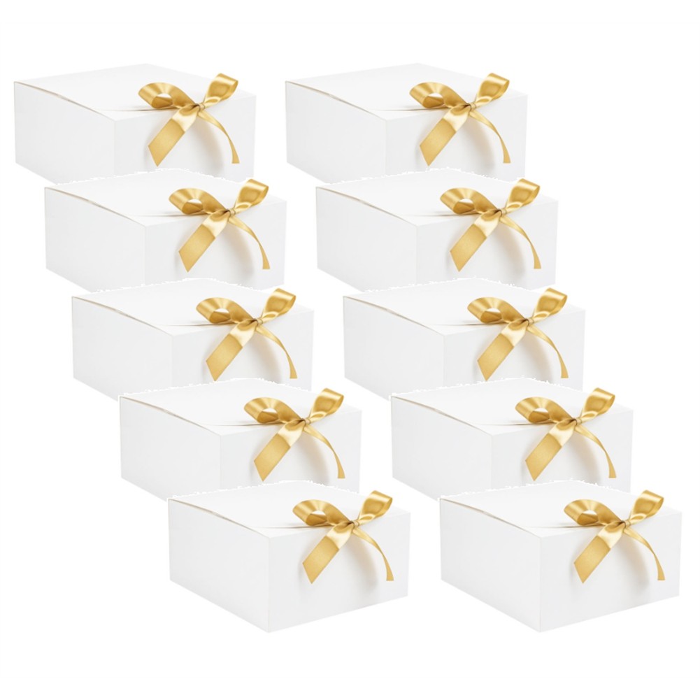 10Pack White Gift Boxes with Lids, 8X8X4 Inch Groomsmen Proposal Box,1902