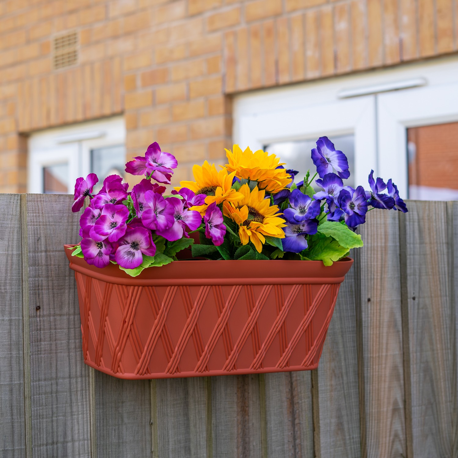 Wall/Fence Planter Trough, Pack of 3 Hanging Balcony Plastic Window Flower Box