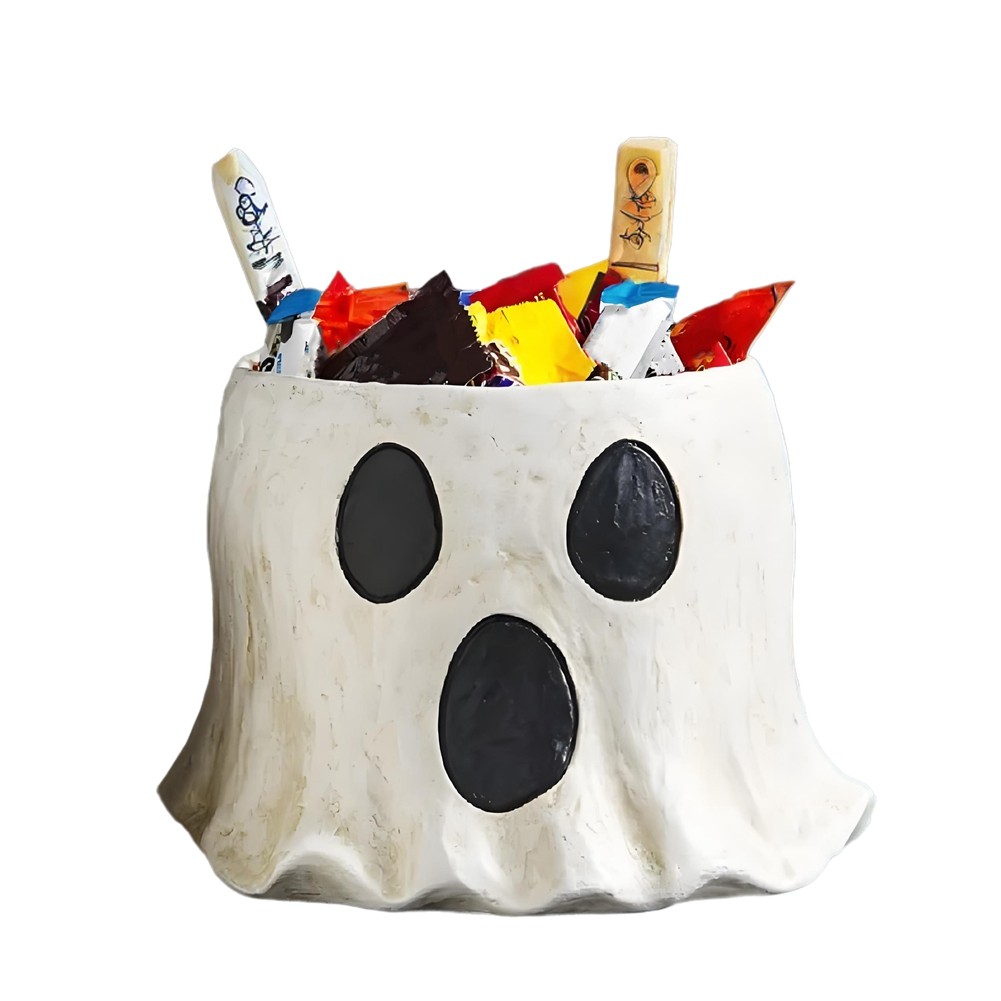 Handmade Ghost Bucket Decor Halloween Treat Bucket Ghost Planter Pot,Ghost5050