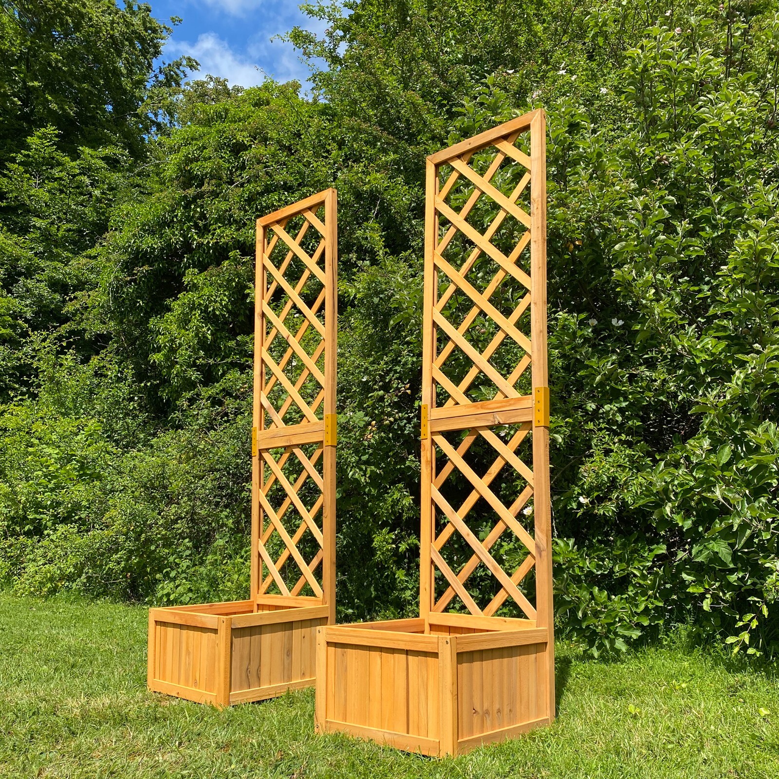 2 x Wooden Trellis Planter Garden Climbing Plant Support Flowerpot Box