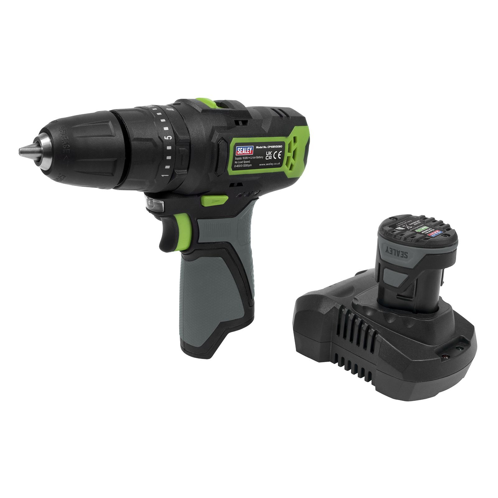 Sealey Cordless Hammer Drill/Driver Ø10mm 10.8V 2Ah Variable Speed - CP108VDD