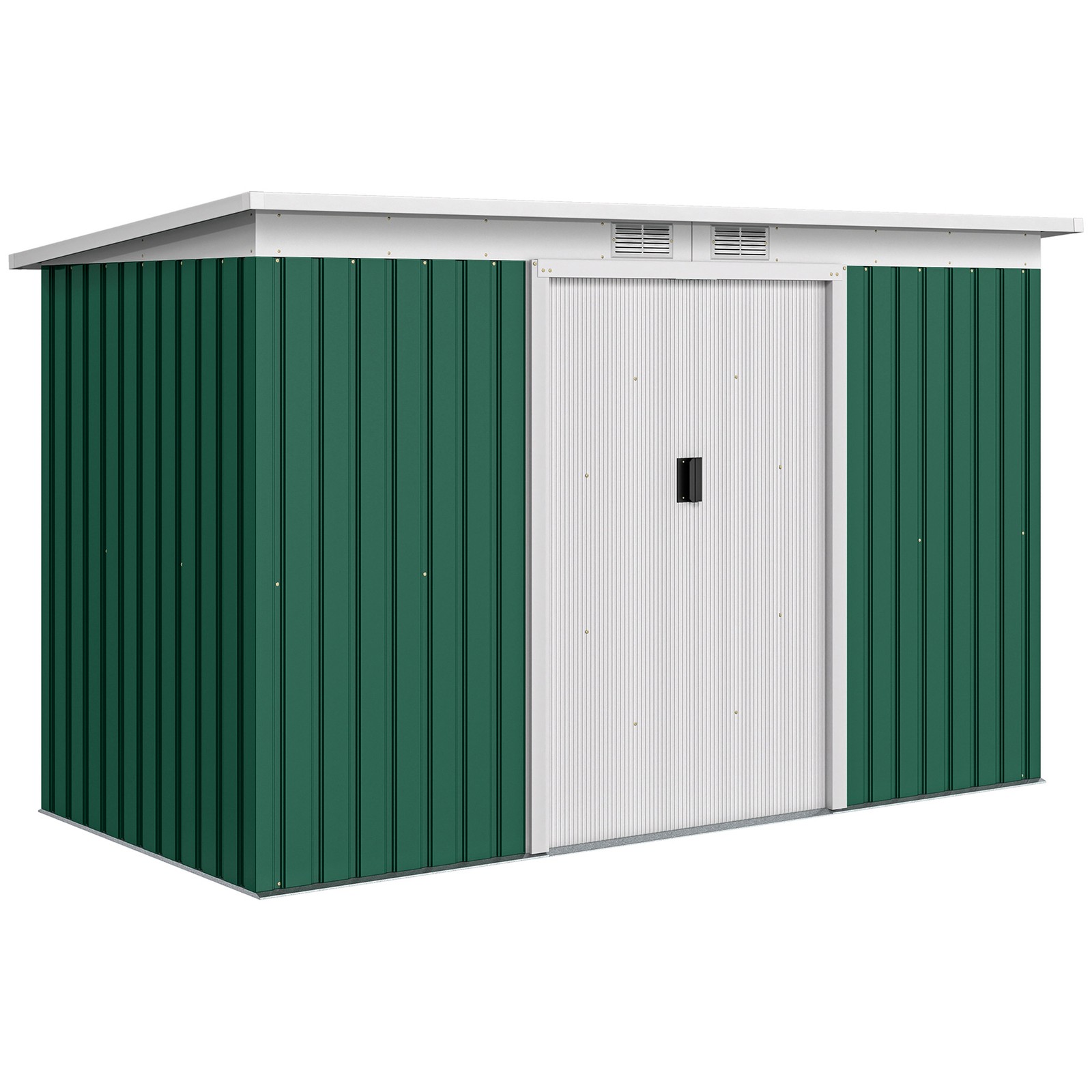 Outsunny 9 x 4FT Metal Garden Storage Shed w/ 2 Door, Dark Green