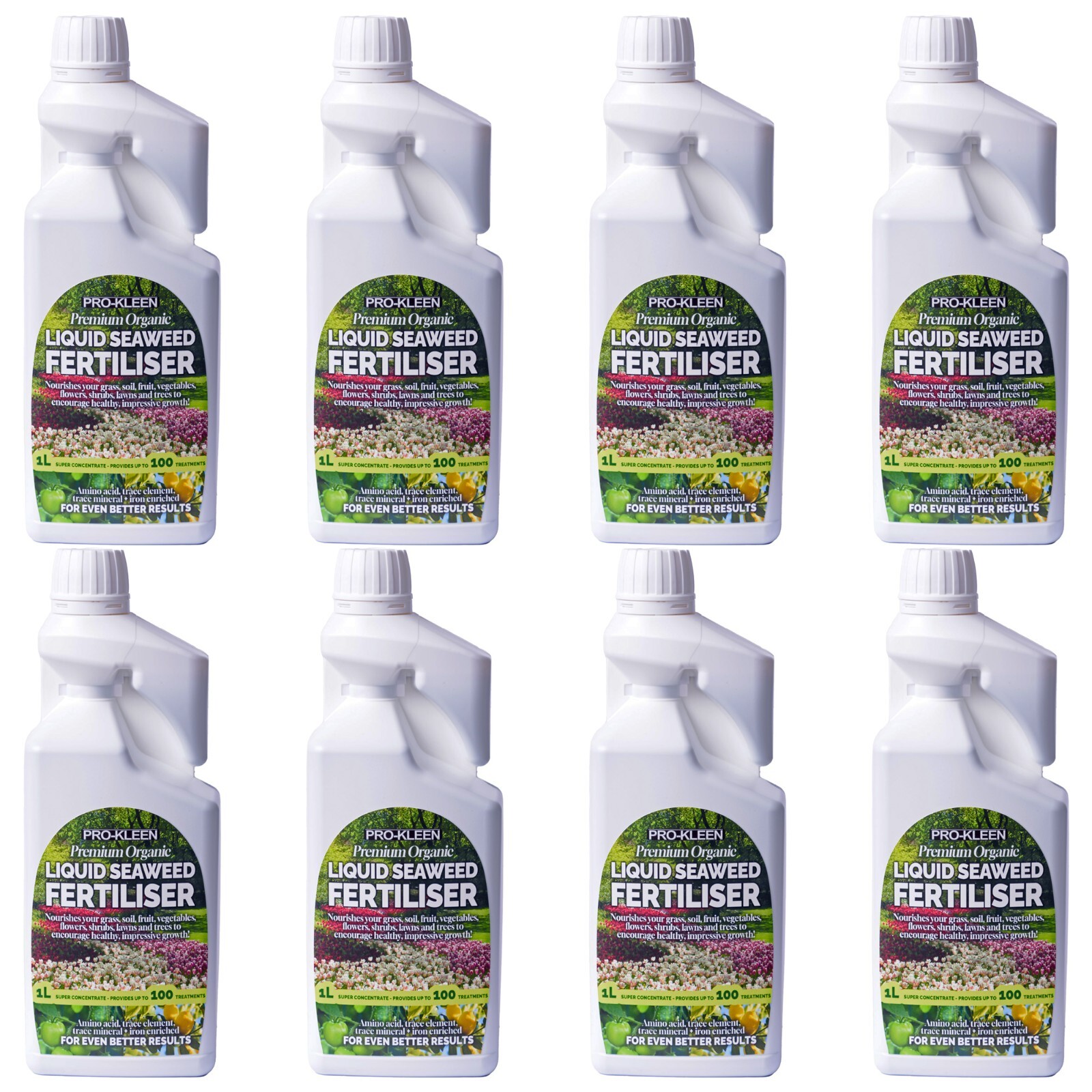 ProKleen Organic Liquid Seaweed Fertiliser Concentrate Premium Plant Feed 8 x 1L