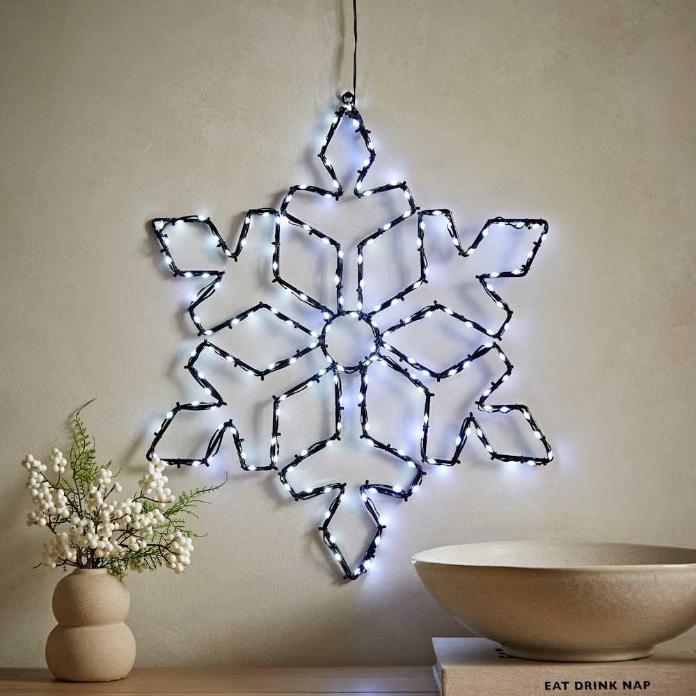 Christmas Light Snowflake White LEDs Xmas Window Hanging Decoration Lighting