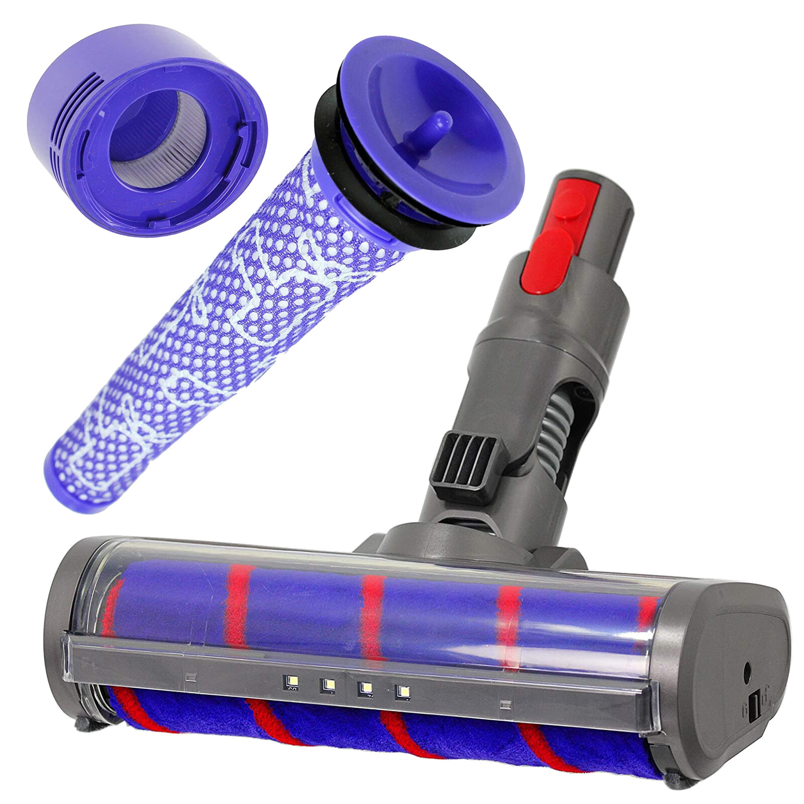 Soft Roller Brush Head Hard Floor + Pre Post Filters for DYSON V8 SV10 Vacuum