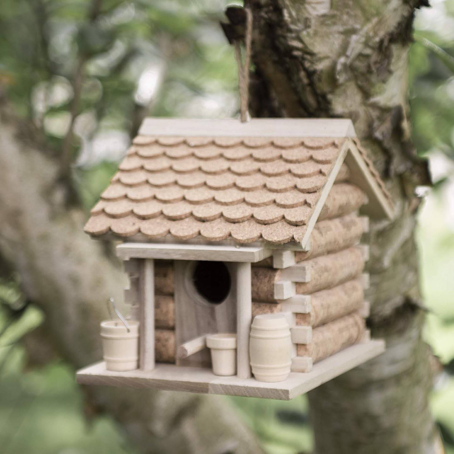 Garden Mile Cork Bird House – Hanging Wooden & Wine Cork Nesting Box, Eco-Fri