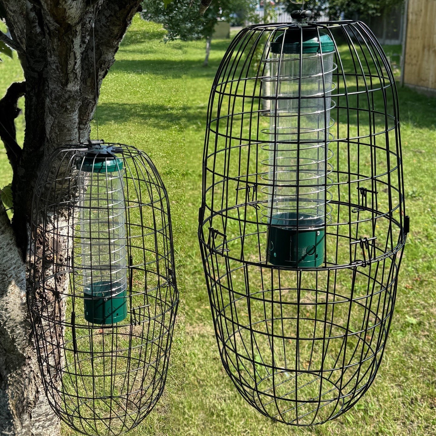 Large Squirrel Proof Hanging Bird Feeder Protection Cage Garden Birds (Set of 2)