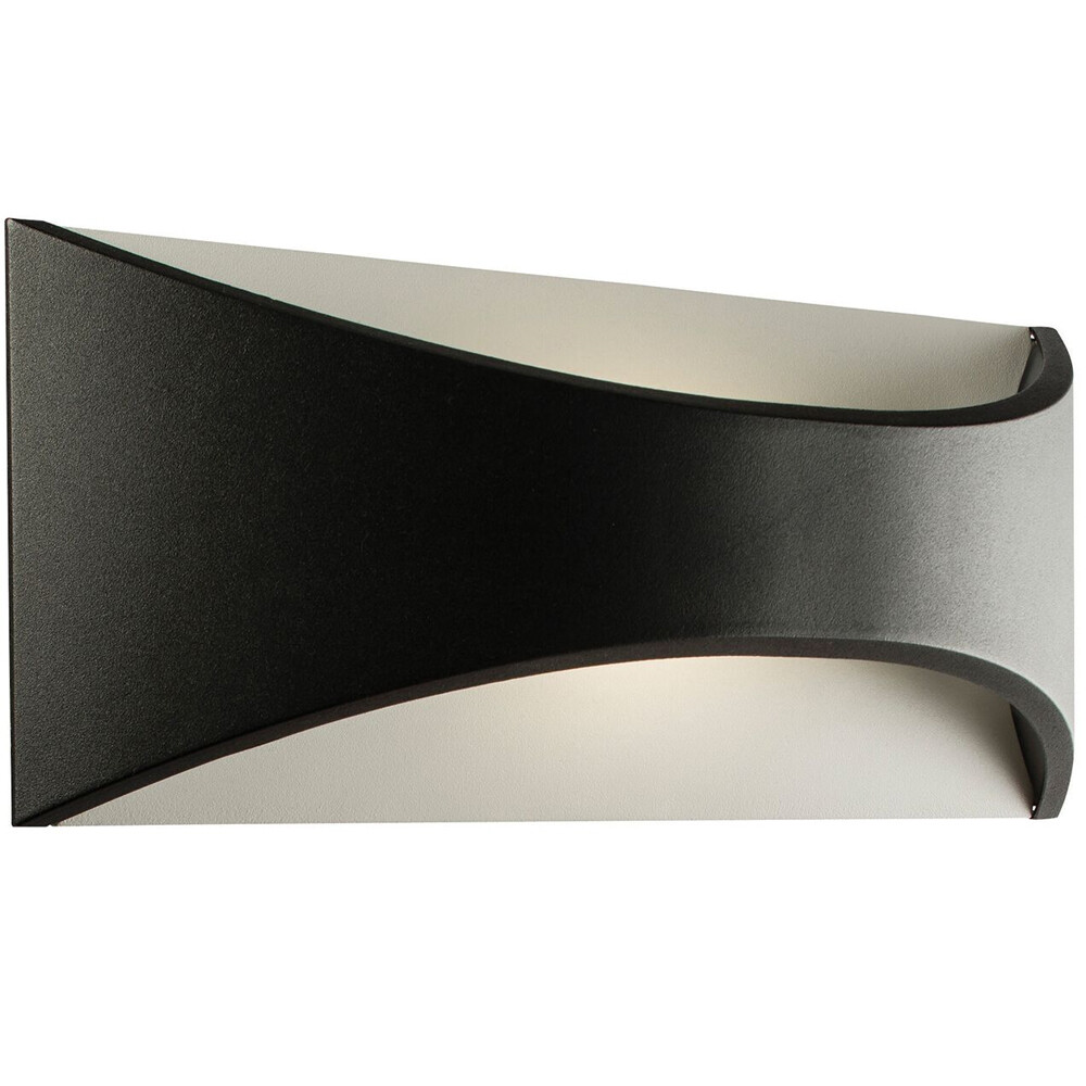 IP65 Outdoor Modern Curved Wall Light Black Texture Aluminium 12W Warm White LED