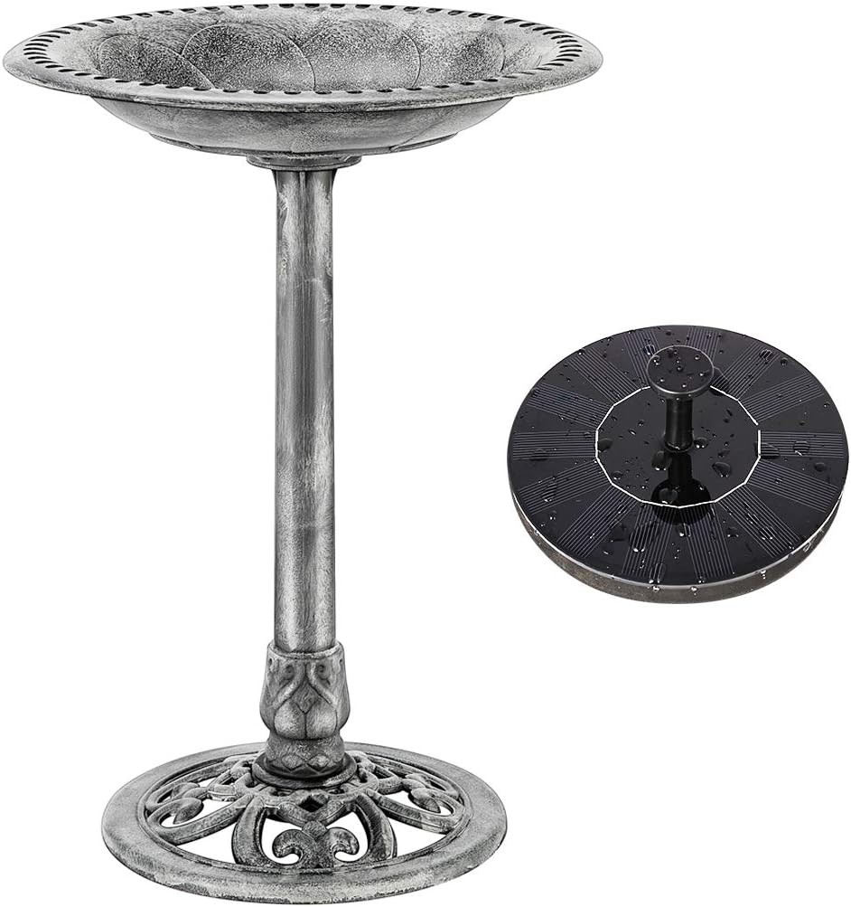VIVOHOME Bird Bath Feeder for Garden 71cm Tall with Solar-Powered Water Fountai