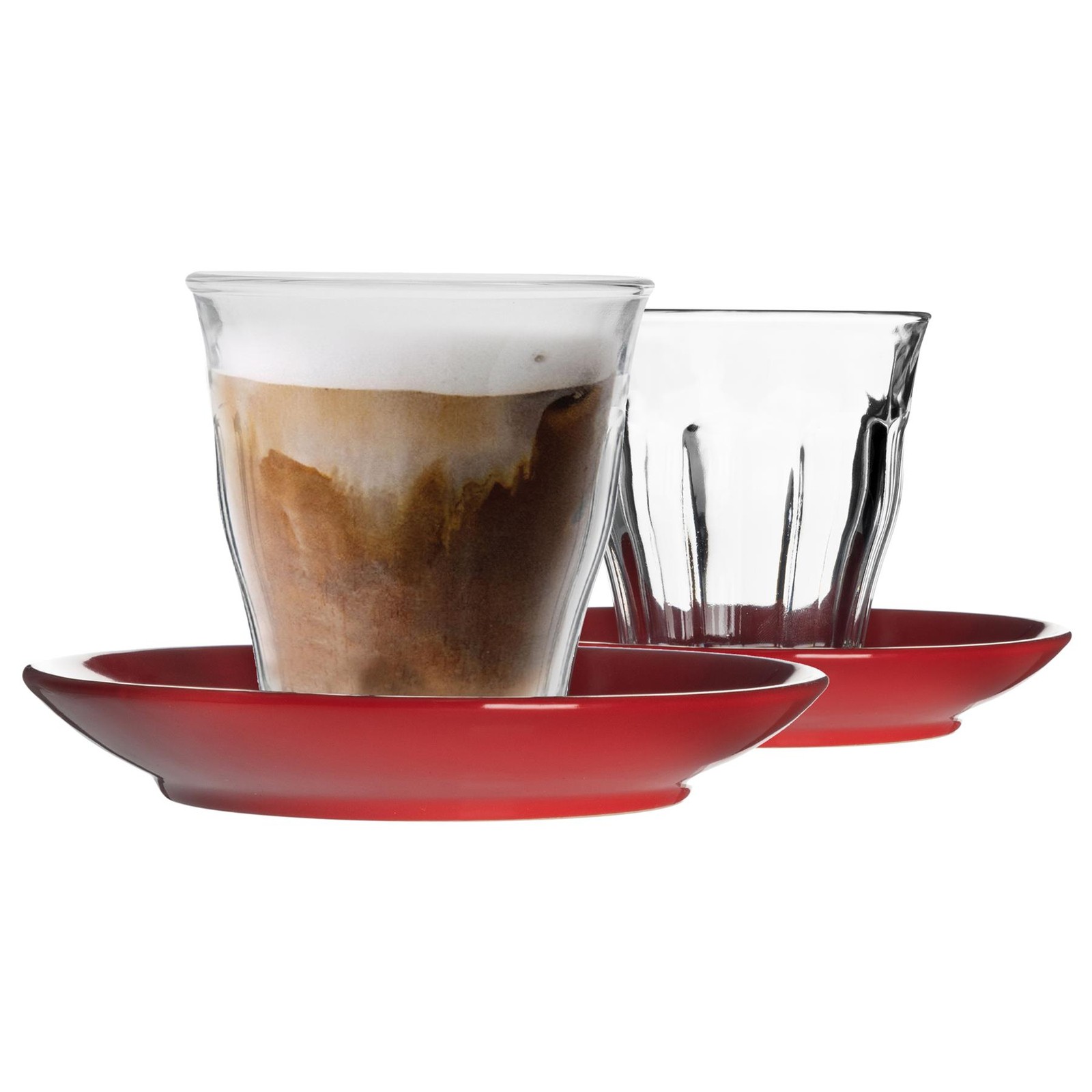 12 Piece Picardie Mismatched Coffee Cup & Saucer Set Tumbler Mug Latte 220ml Red