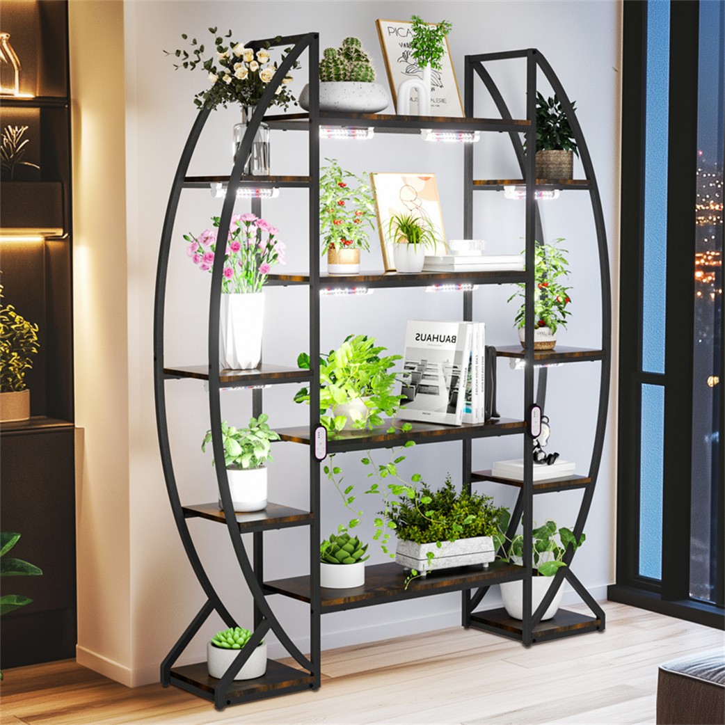177cm Tall Plant Stand Indoor with Grow Light 8 Tiered Metal for Plants Multiple