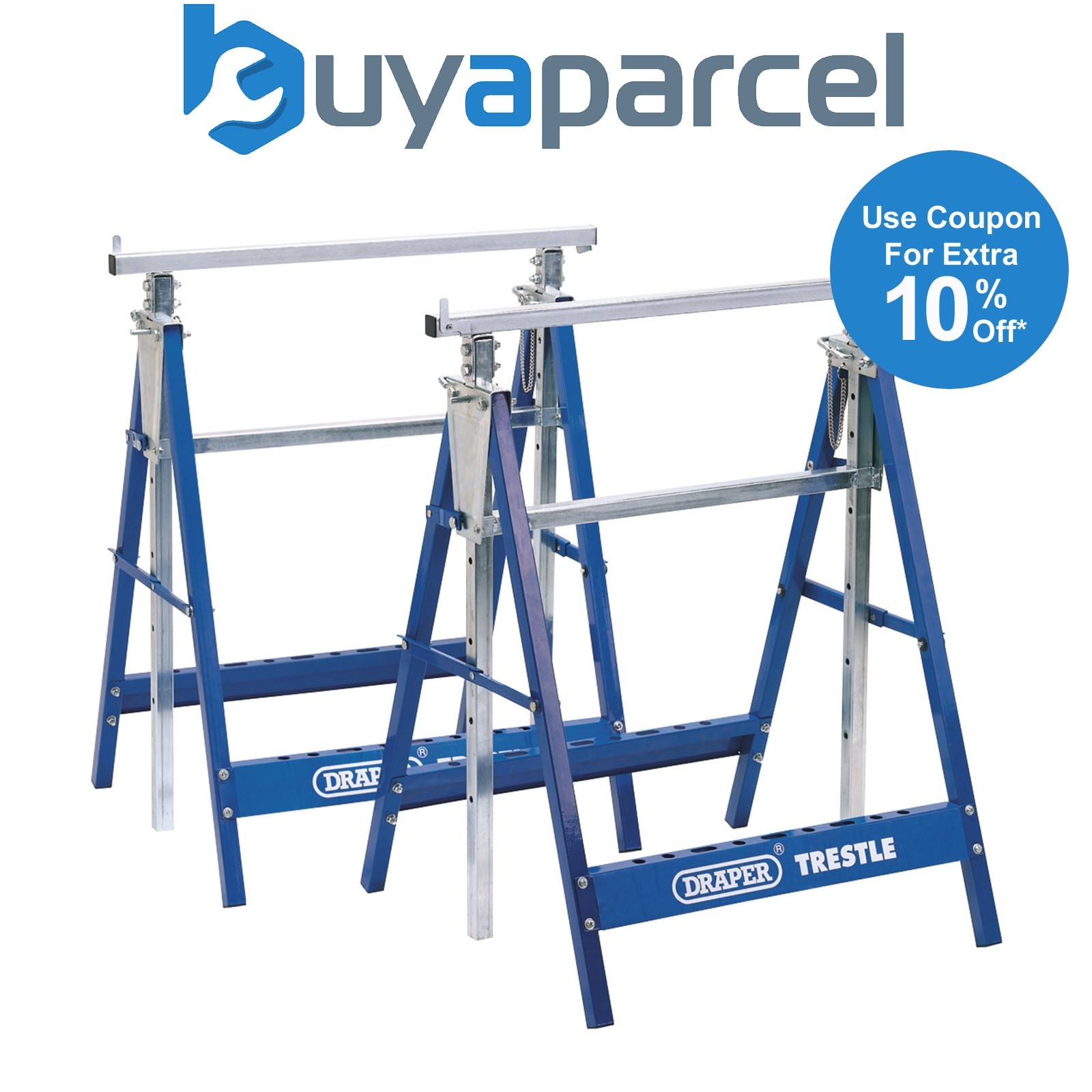 Draper 54053 Pair of Telescopic Trestle/Saw Horse, 685 x 585mm