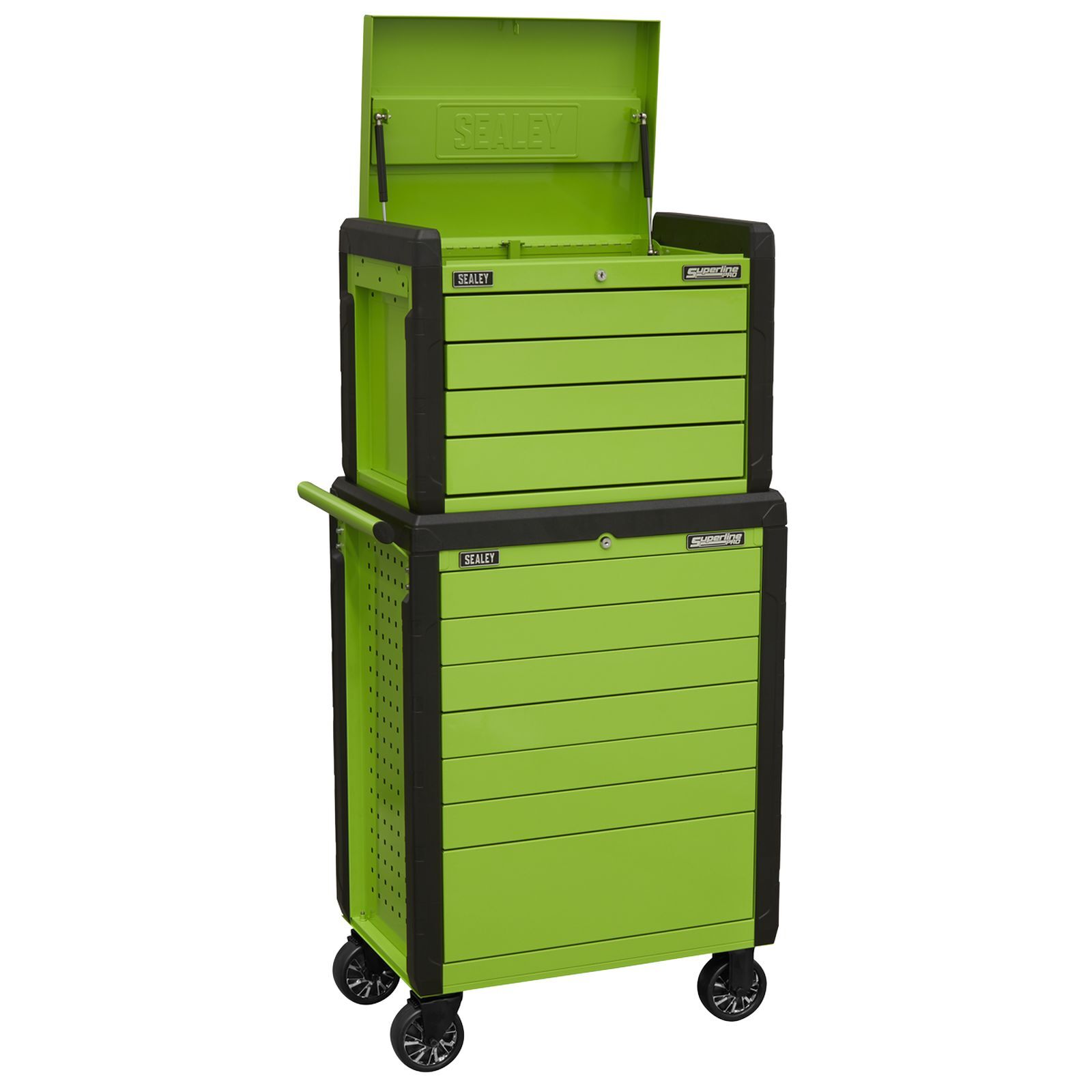 Sealey Rollcab 11 Drawer Push-To-Open Hi-Vis Green - APPDSTACKG