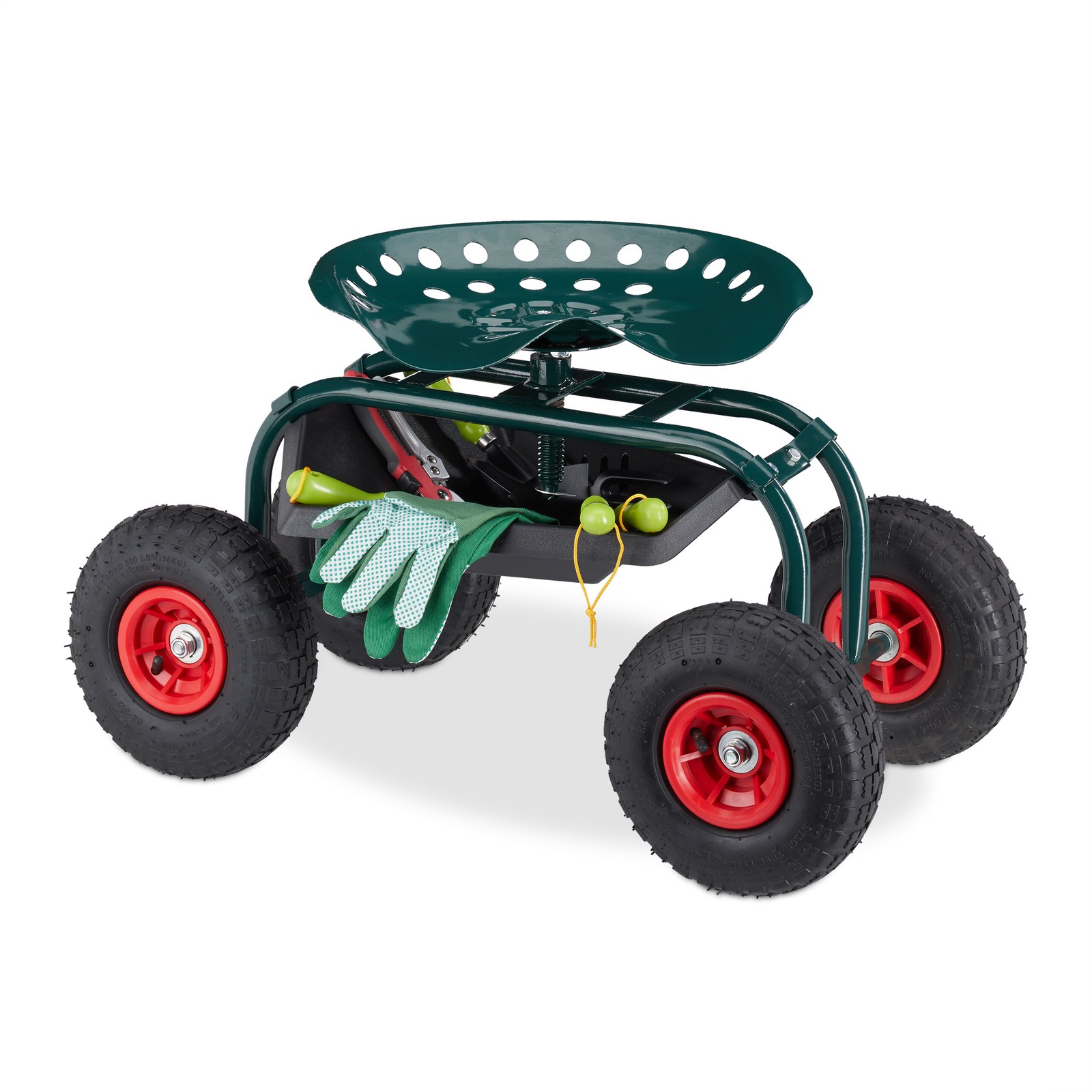 Ergonomic Rolling Cart Mobile Gardening Seat Trolley Storage Space Tools Comfort
