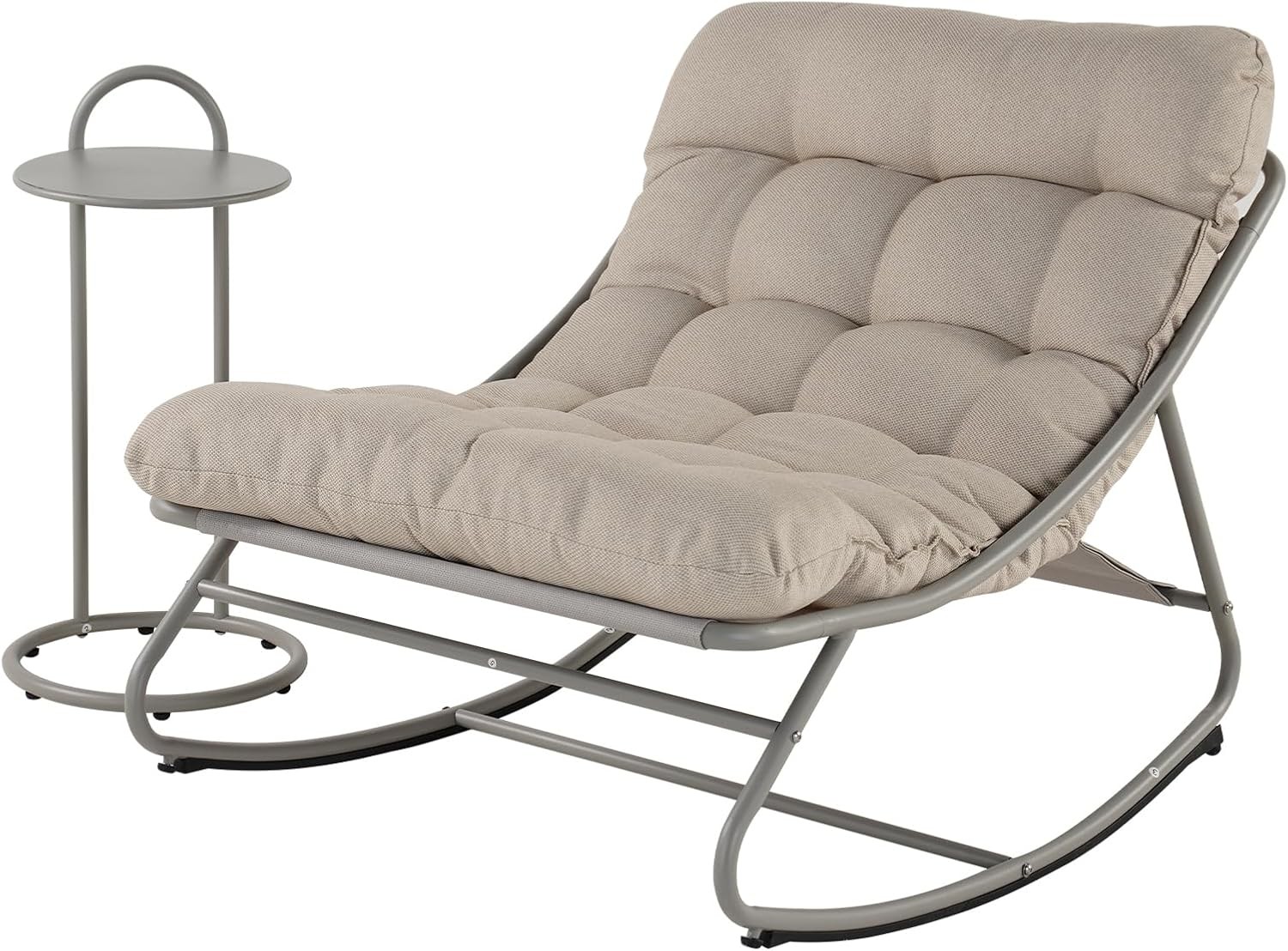 Grand patio Rocking Chair with Side Table, Garden Lounge Chair with Removable W