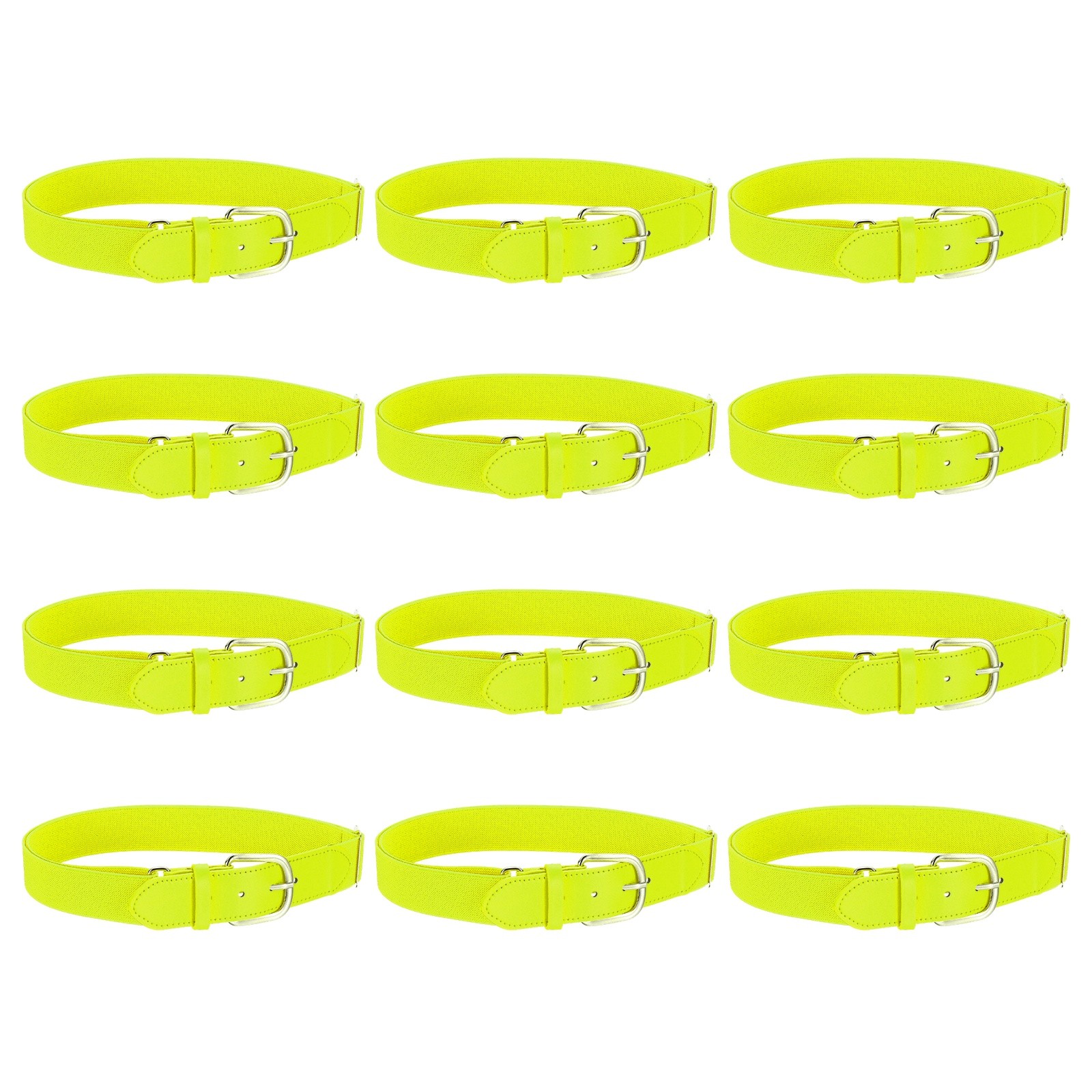Baseball Belt Softball Belt Fit for Youth- (12 Pack, Fluorescent Yellow)