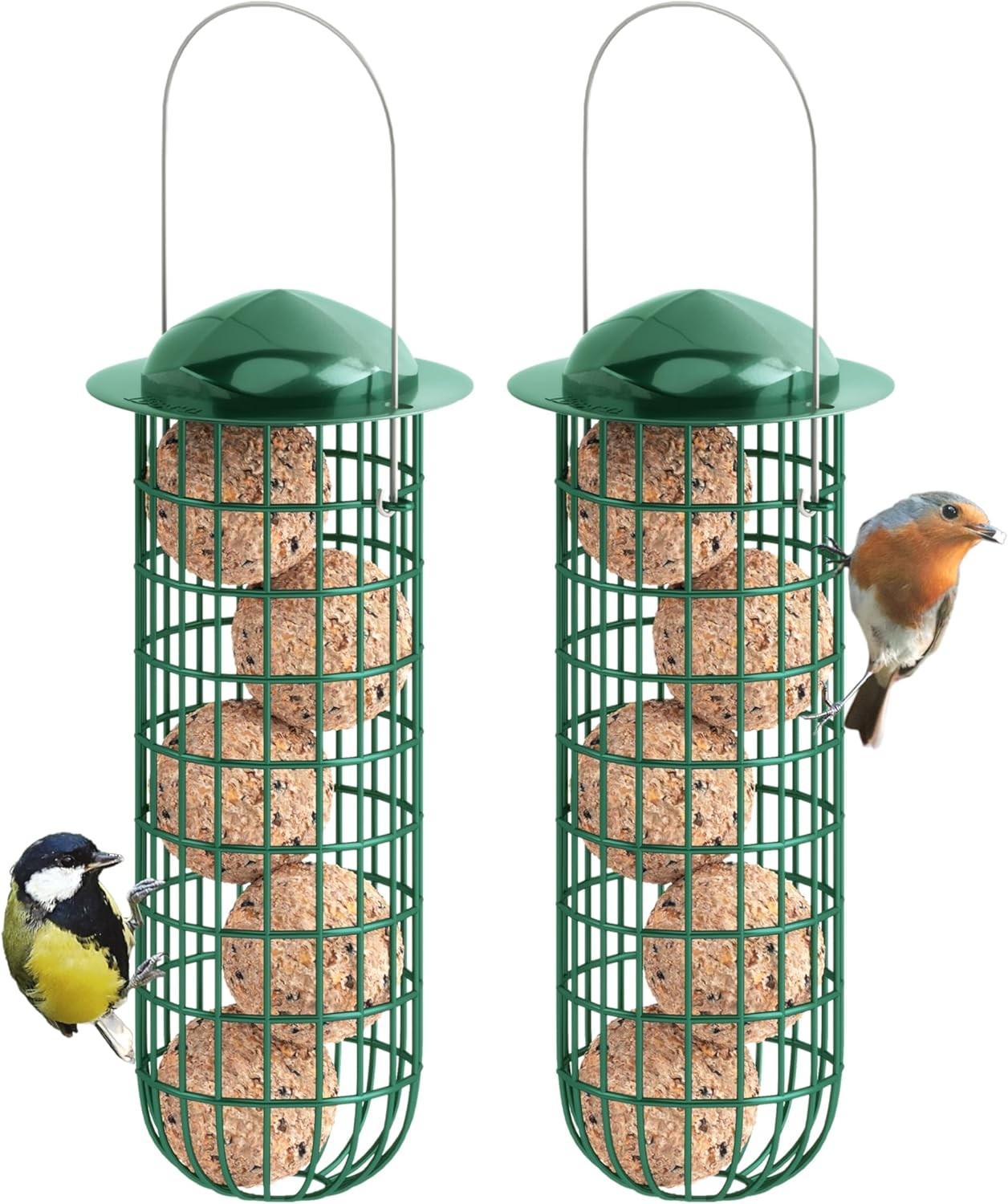 iBorn Metal Bird Feeders for Fat Ball Bird Feeders For Wild Birds Set of 2 Ener