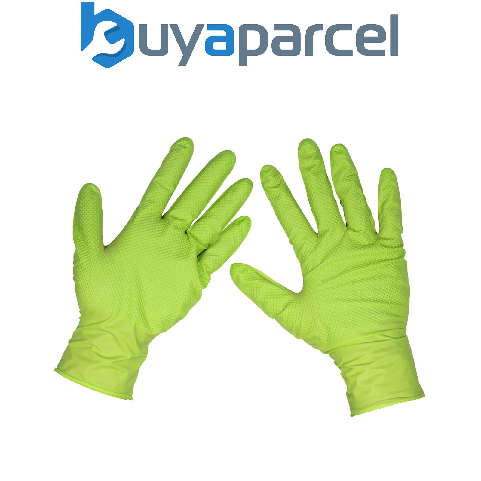 Sealey SSP54XL Diamond Grip Extra-Thick Nitrile Powder-Free Gloves, Hi-Vis Green