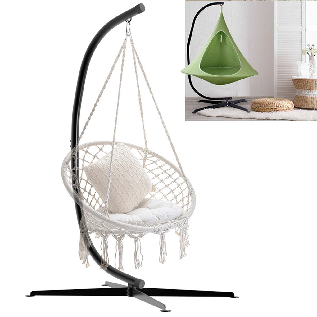 Durable C-Stand for Hanging Hammock Swing Chairs Black Powder-Coated Steel Frame