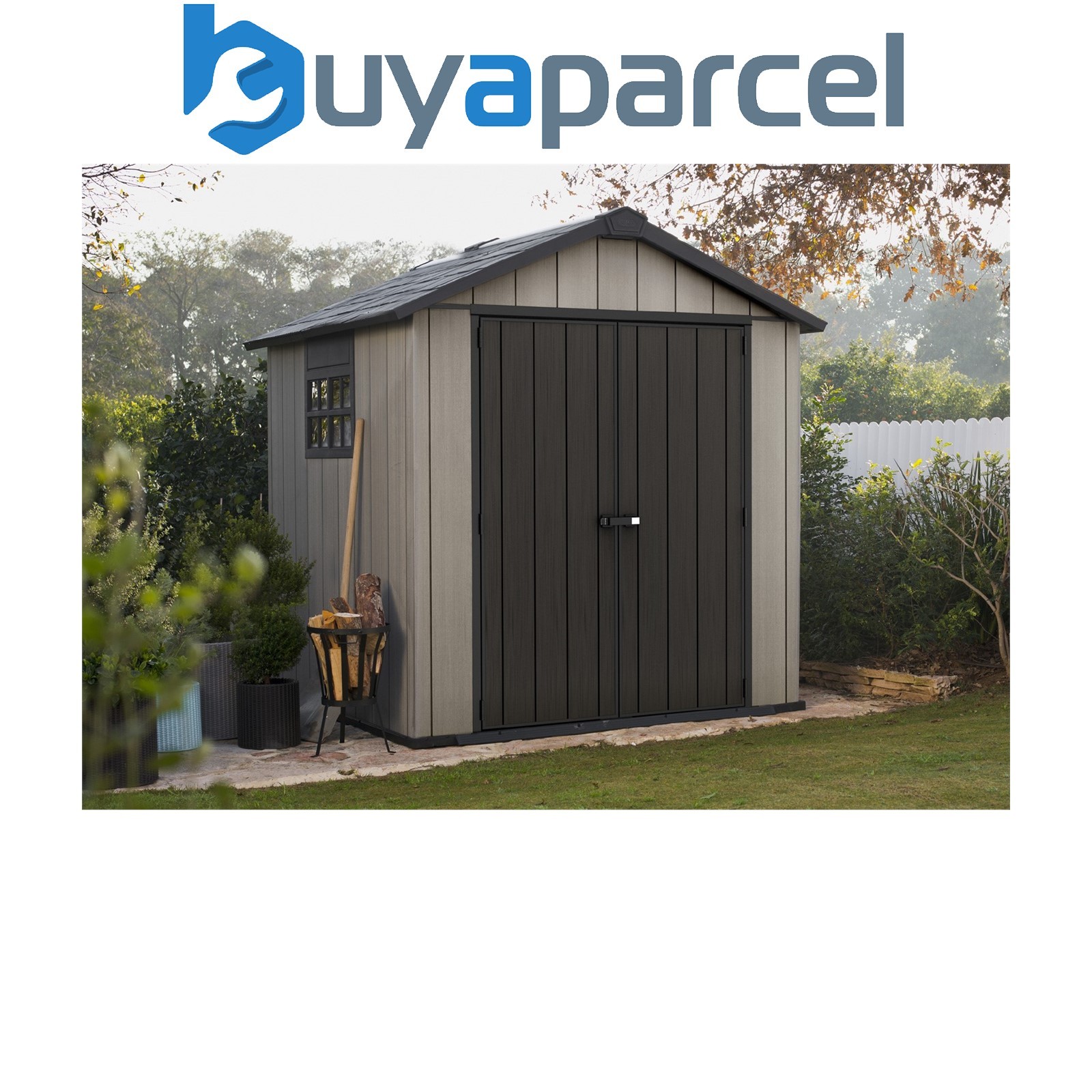 Keter Oakland 757 Composite Garden 7ft x 7ft Shed Outdoor Storage Grey Resin