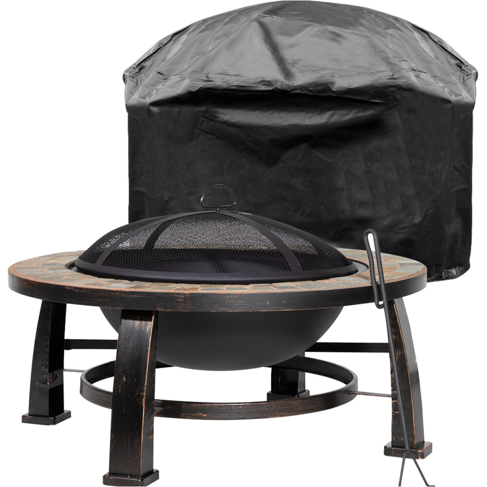 30 Inch Traditional Fire Pit Wood Burner & Cover Set - Outdoor Garden Heater