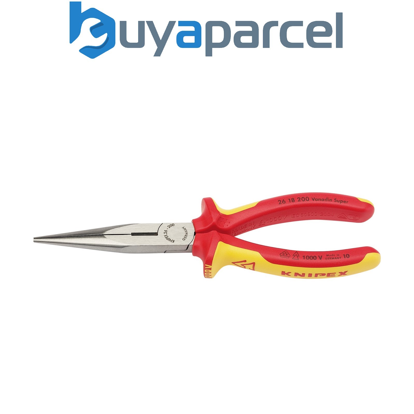 Draper 32012 KNIPEX 26 18 200UKSBE VDE Fully Insulated Long Nose Pliers, 200mm