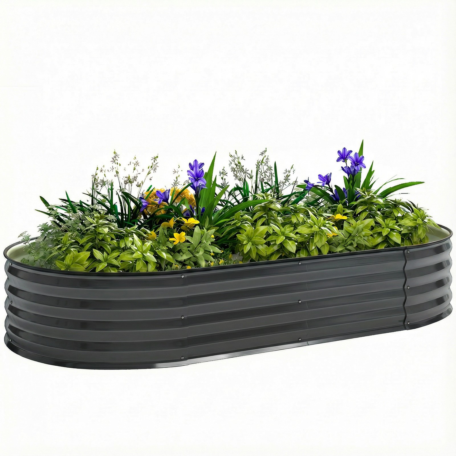 Outsunny Galvanised Raised Garden Bed Planter Box, Dark Grey