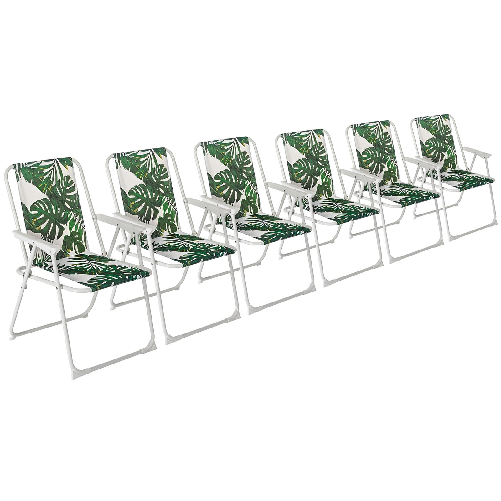 6x Folding Metal Beach Chairs Outdoor Camping Picnic Canvas Armchair Banana