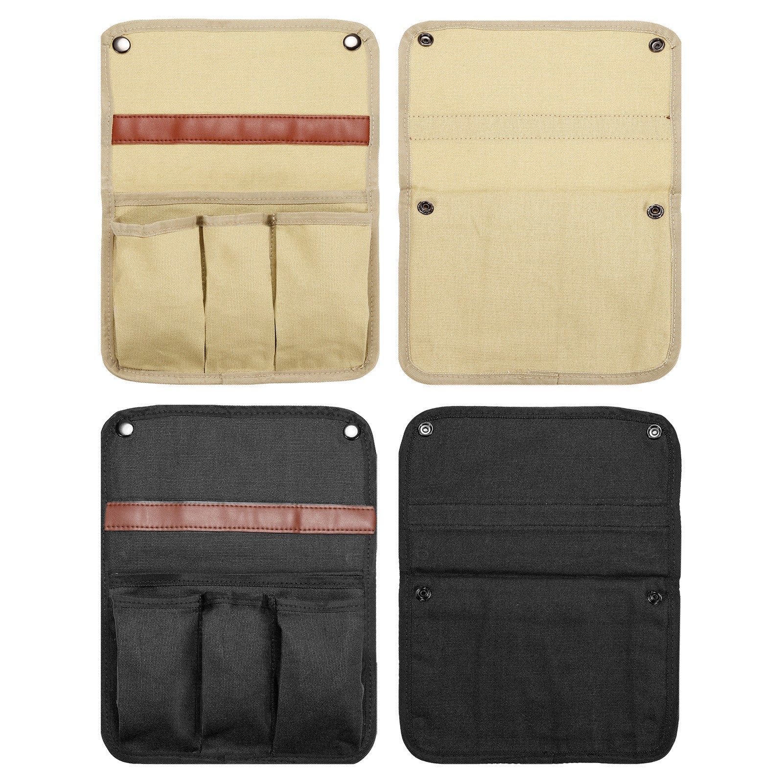 2pcs Chair Armrest Organizer, Outdoor Chair Arm Rest Magazines Bag, Black Beige