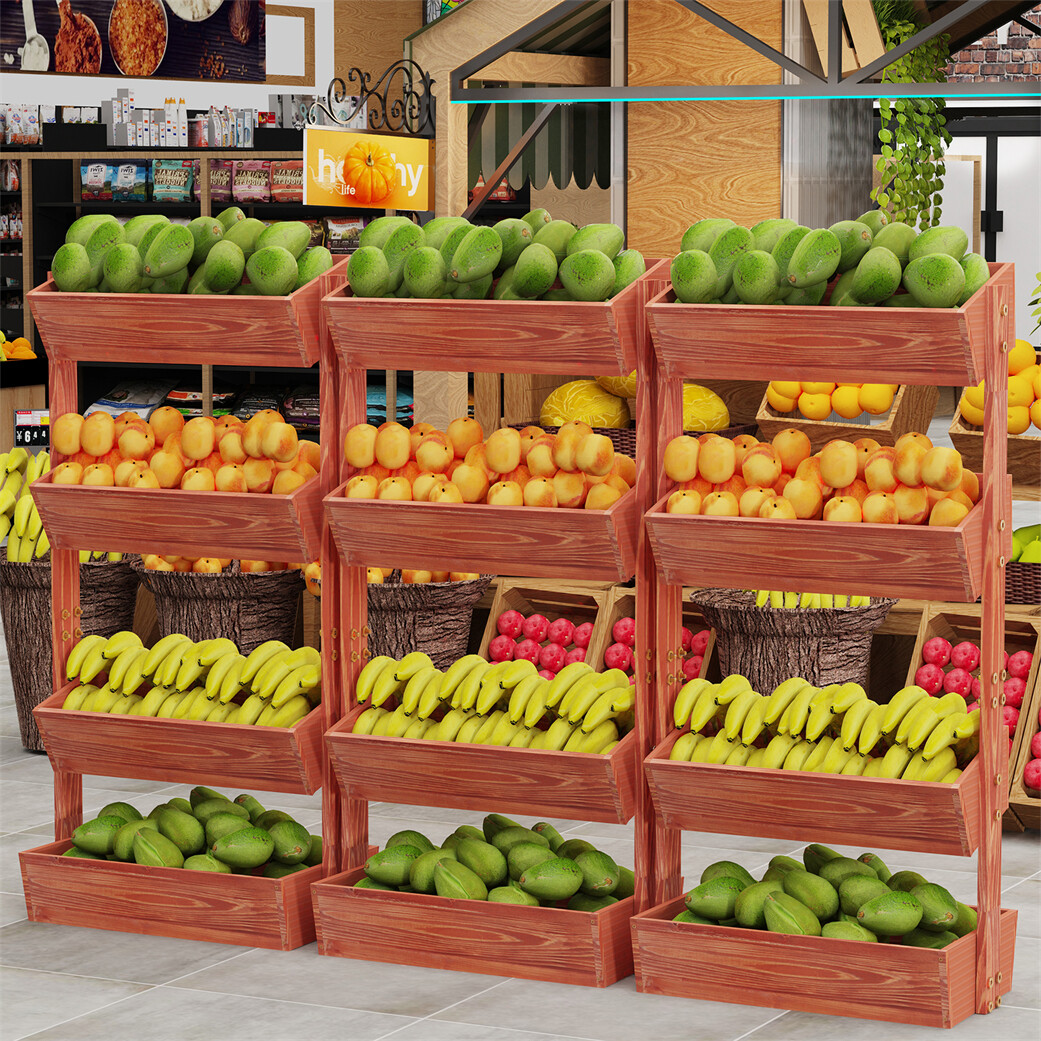 4-Tier Vertical Raised Garden Bed Solid Wood Planter Box with Tiltable Container