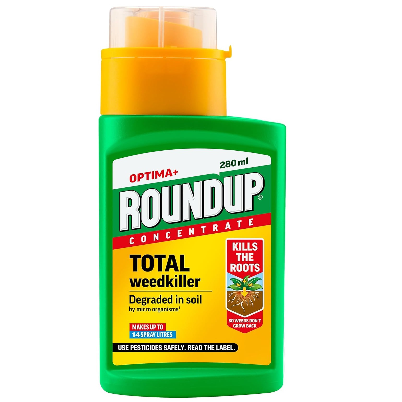 Roundup Optima+ Weedkiller Concentrate Tough Weedkiller Fast Acting 280ml 420m2