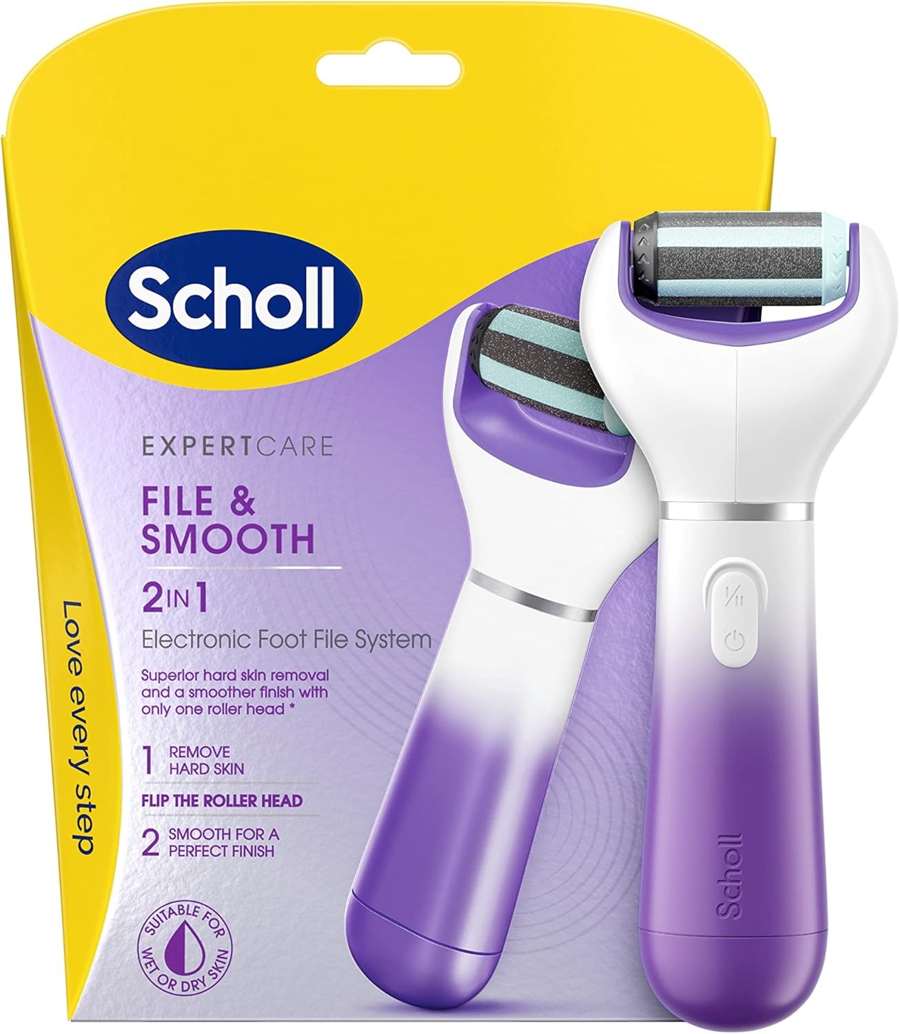 Scholl ExpertCare 2-in-1 File & Smooth. Dual Speed Pedi Electric Foot File f